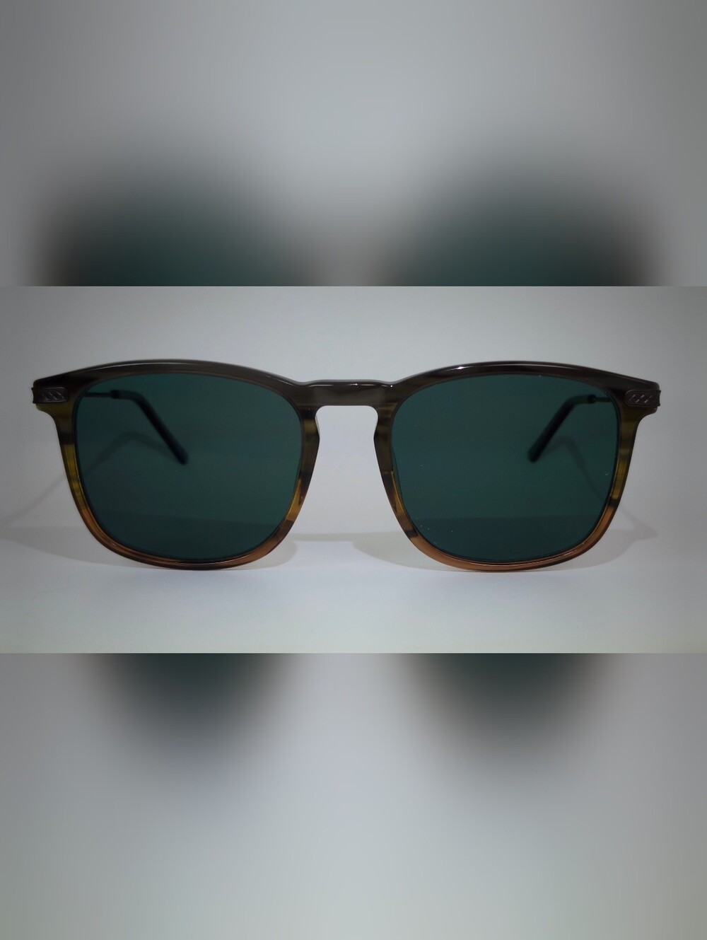 Sun Glory. Grey to Green to Pink Gradient Square Eyewear.